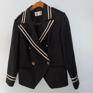 Vtg 90s FOCUS 2000 Charles Glueck  Women Sz 4 Cropped Nautical Blazer black